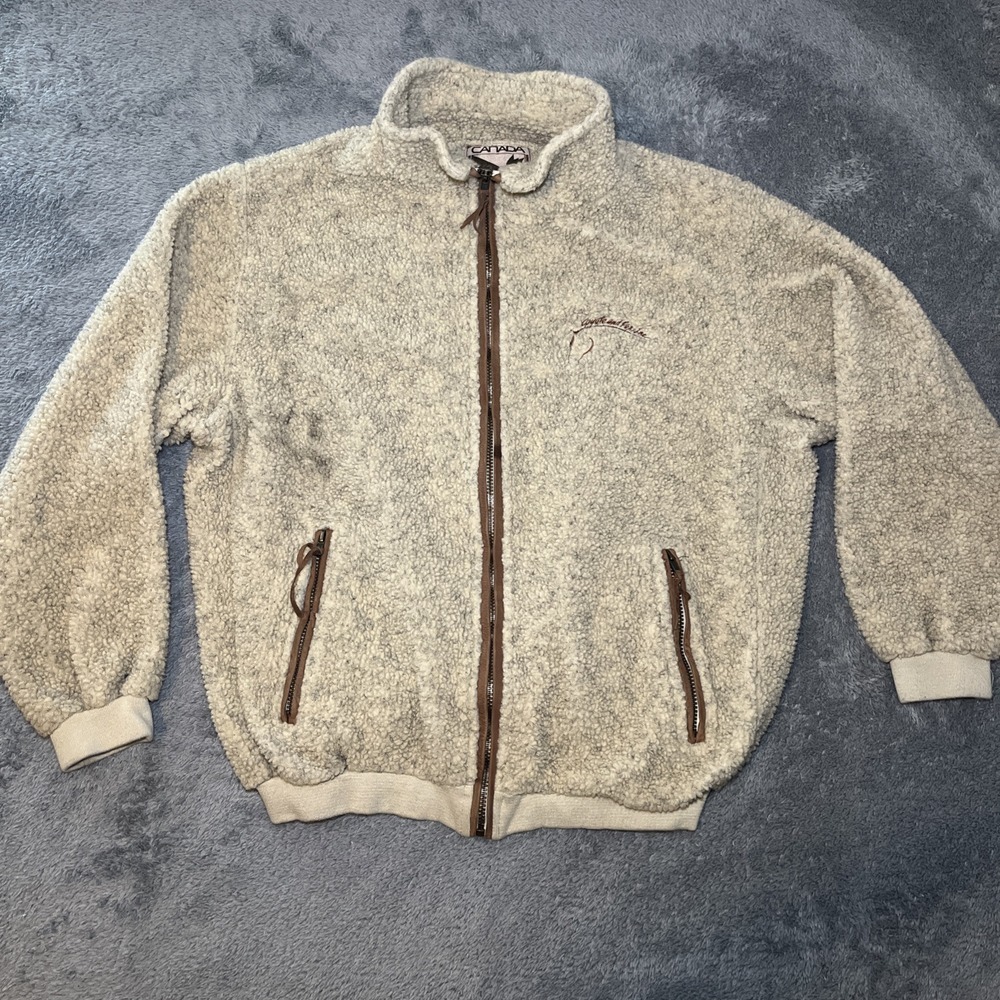 Canada Sportswear Men's Cozy Horse Embroidered  Zip Up Sweater Jacket SZ XL